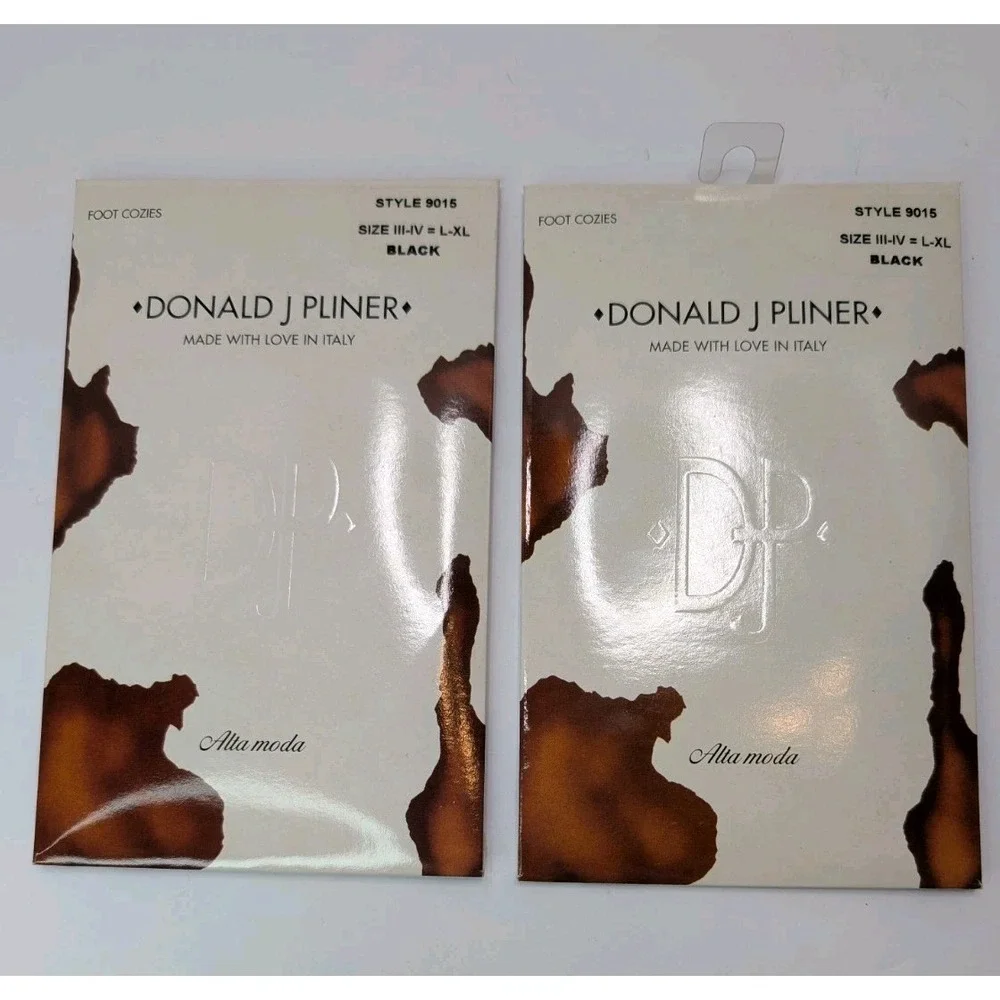 Donald J Pliner Foot Cozies Socks 9015 Black L-XL Made in Italy
